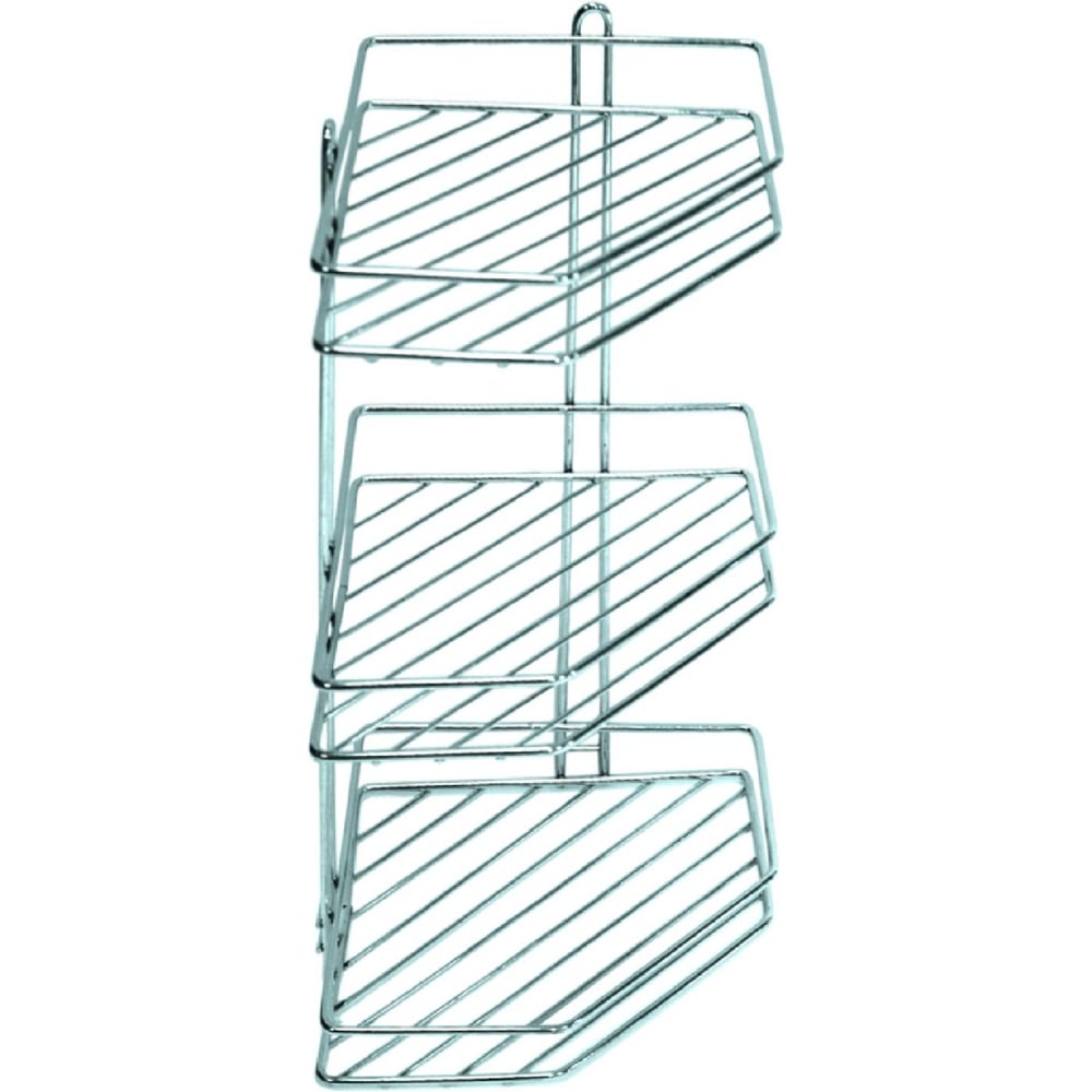 фото Угловая трехъярусная полка для ванной комнаты аквалиния