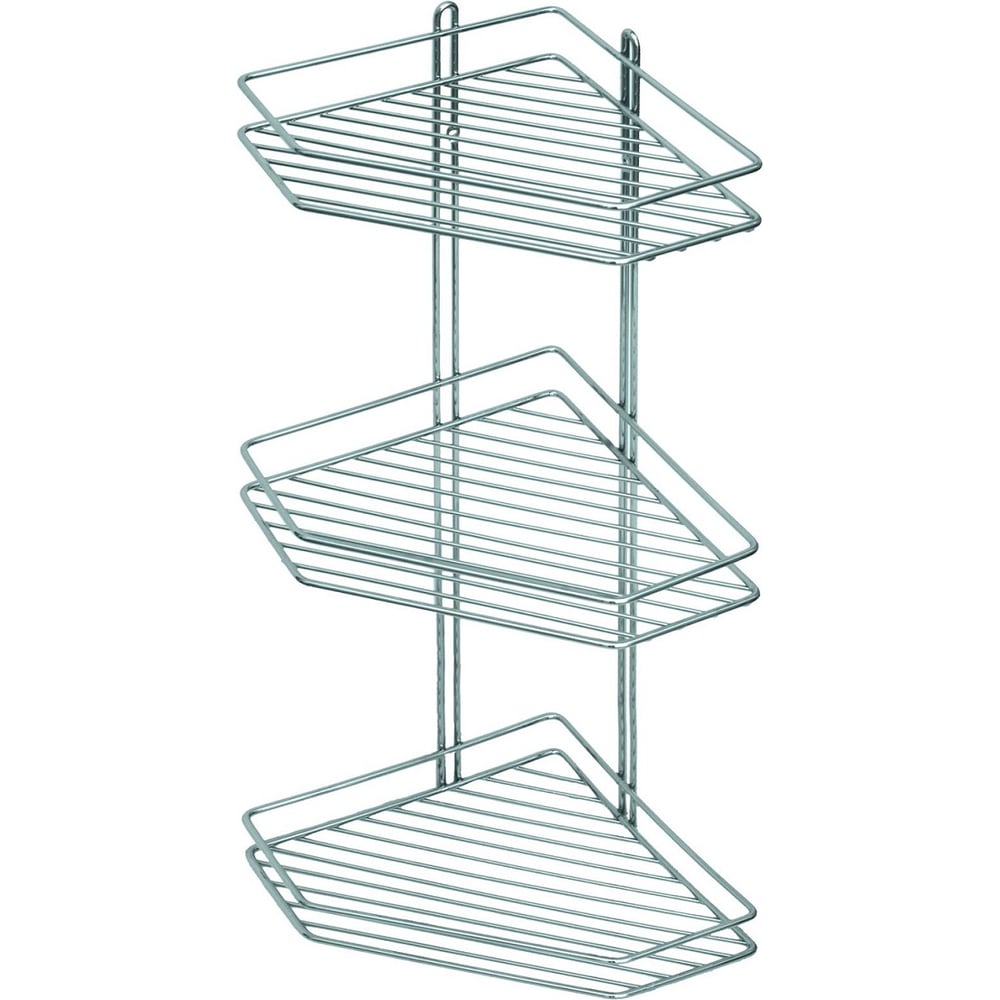фото Угловая трехъярусная полка для ванной комнаты аквалиния
