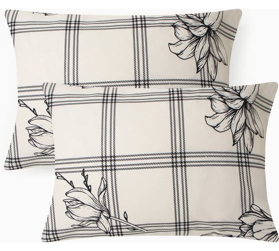 Изображение товара Комплект наволочек Этель Ink flowers 50x70 см, 2 шт, бязь 125 г/м2, хлопок 100% 10706947