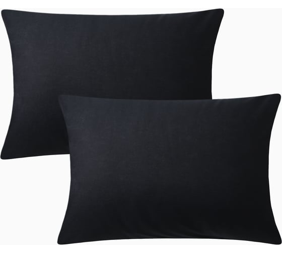 Изображение товара Комплект наволочек Этель 50x70 см, 2 шт, черный, 100% хлопок, бязь 10792869