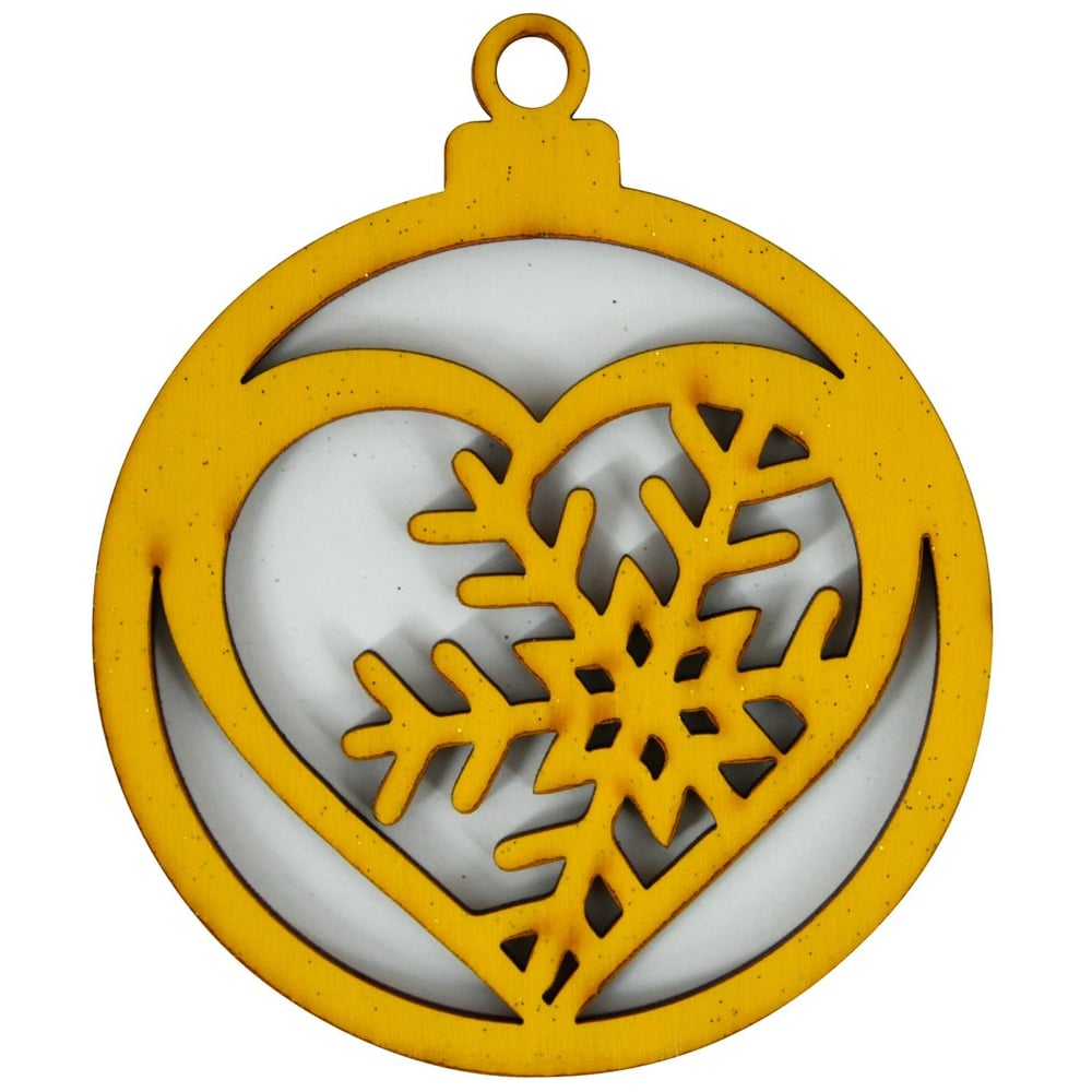 Изображение товара Деревянные елочные украшения МУЛЬТИДОМ 6 штук золотые рельефный рисунок