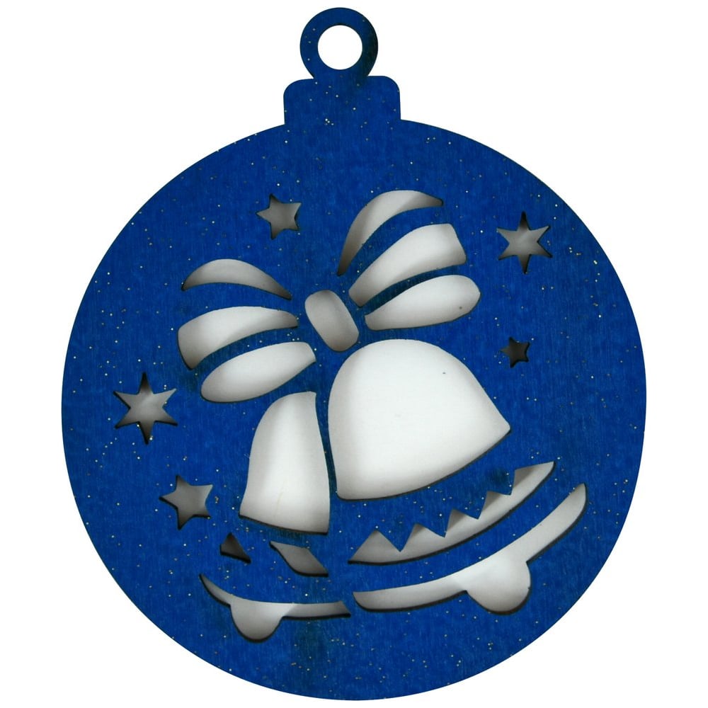 Изображение товара Набор деревянных новогодних елочных украшений МУЛЬТИДОМ 6 шт 94х80 мм синего цвета