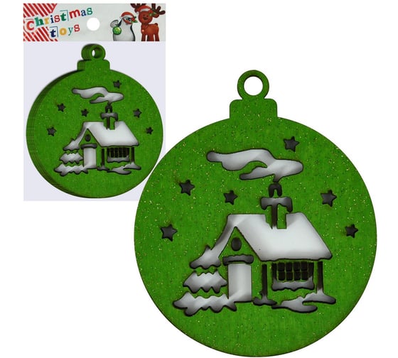 Изображение товара Набор деревянных новогодних елочных украшений МУЛЬТИДОМ (94 мм х 80 мм), набор 6 шт НГ-12.2