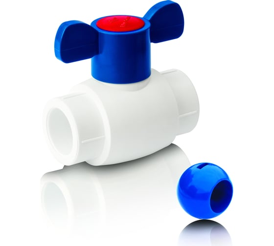 Изображение товара Кран шаровый Blue Ocean (шар - пластик ABS), бабочка, полипропиленовый для ХВС - 25 PPRF/BV/PPR/CW-B(W)-25