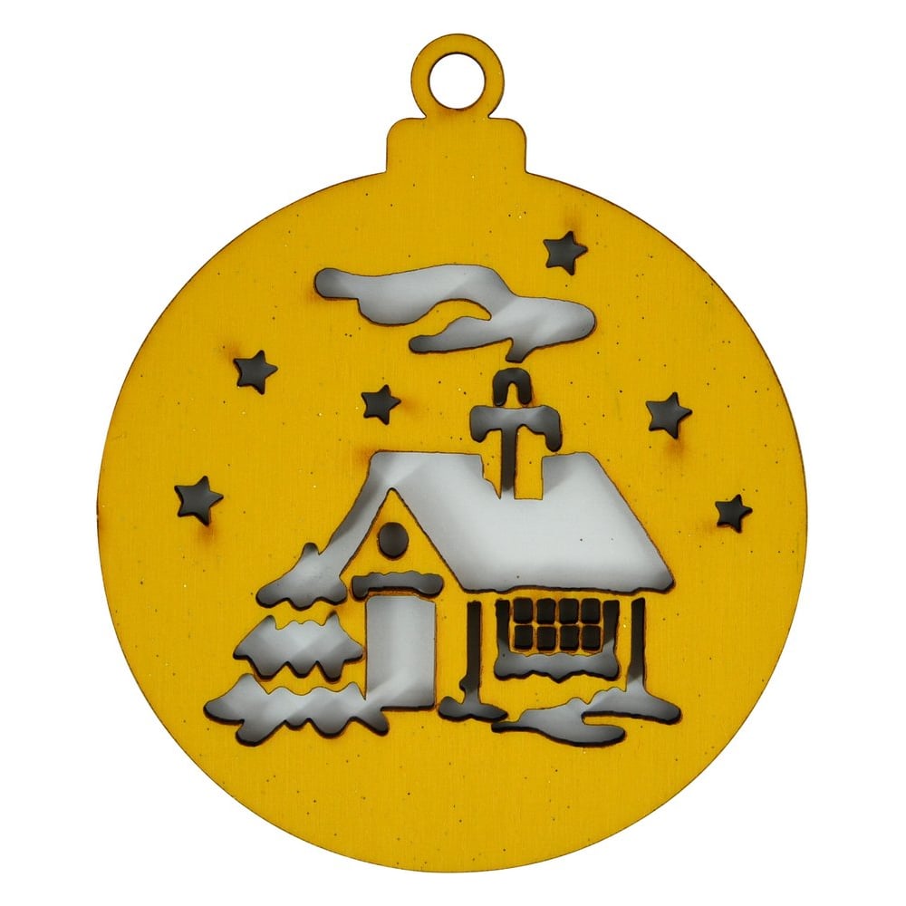 Изображение товара Набор деревянных новогодних елочных украшений МУЛЬТИДОМ 6 шт Желтые шарики