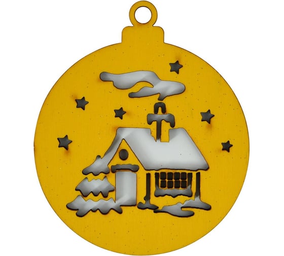 Изображение товара Набор деревянных новогодних елочных украшений МУЛЬТИДОМ (94 мм х 80 мм), набор 6 шт НГ-12.3