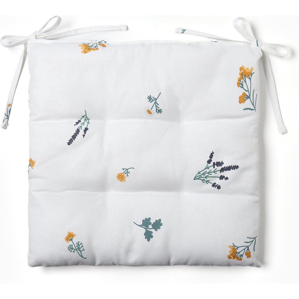 Изображение товара Сидушка на стул Этель Полевые цветочки 42x42 см из рогожки