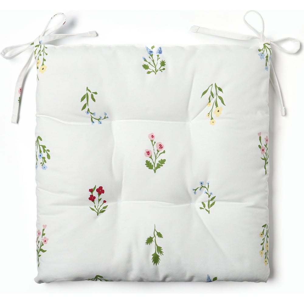 Изображение товара Сидушка на стул Этель Цветочек 42x42 см саржа хлопок белая