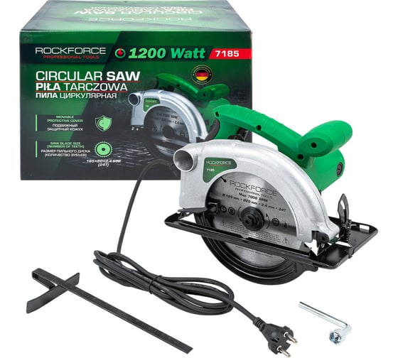 Изображение товара Пила циркулярная Rockforce 1200 Вт, 5500 об/мин, размер диска 185х20х2.4 мм RF-7185(60752)