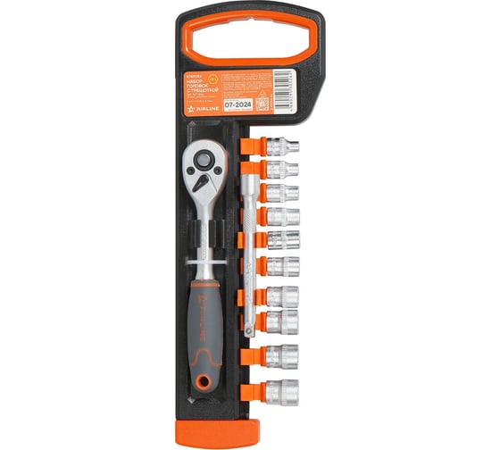 Изображение товара Набор головок с трещоткой Airline 1/4" 72Т 12пр. (4-13мм, удлинитель 100мм) ATAP053