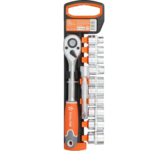 Изображение товара Набор головок с трещоткой Airline 1/2" 72Т 12пр. (10-24мм, удлинитель 125мм) ATAO082