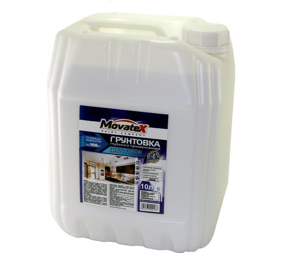 Изображение товара Грунтовка для внутренних работ Movatex 10 л Т02295