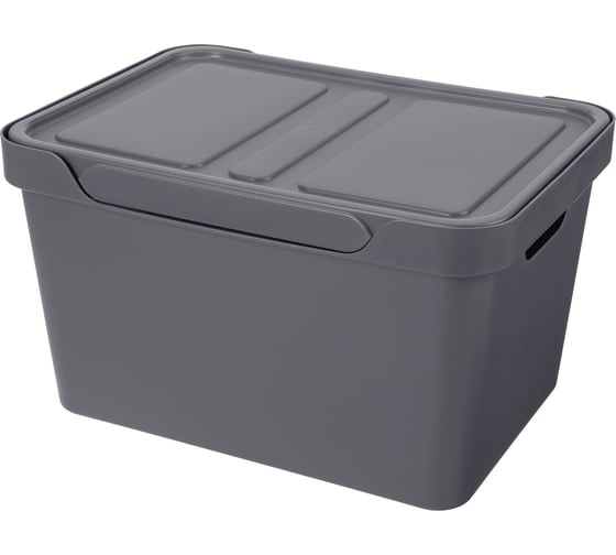 Изображение товара Универсальный ящик Econova Luxe с крышкой, 380х276х220 мм, 18 л серый 433205811