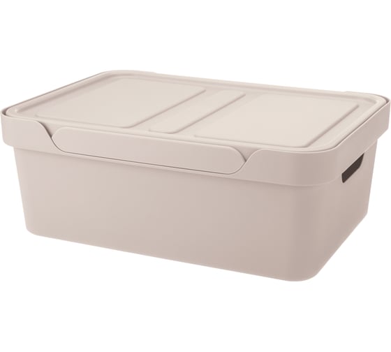 Изображение товара Универсальный ящик Econova Luxe с крышкой, 380х276х140 мм, 12 л светло-бежевый 433205634