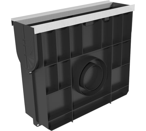 Изображение товара Пескоуловитель Gidrolica Standart Plus DN100 ПУ-10.16.42 пластиковый (усиленный) с чугунной щелевой решеткой и крепежом в комплекте класс С250 8084506