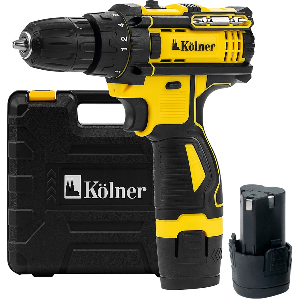 Дрель-шуруповёрт Kolner 12V, 29Нм, 10мм KСD 12/2С (2х1.5Ач, ЗУ, биты, кейс), 8020100573