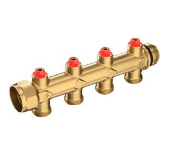 Изображение товара Коллектор латунный Giacomini клапан балансировочный, 1" м/р, 4 выхода, 3/4" ЕК н/р, 50 мм R583SY104 040-2824