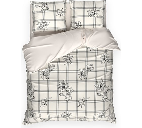 Изображение товара Комплект постельного белья Этель 1.5 спальный, Ink flowers 143*215 см, 150*214 см, 70*70 см 2 шт, бязь 125 г/м2, хлопок 100% 10706943