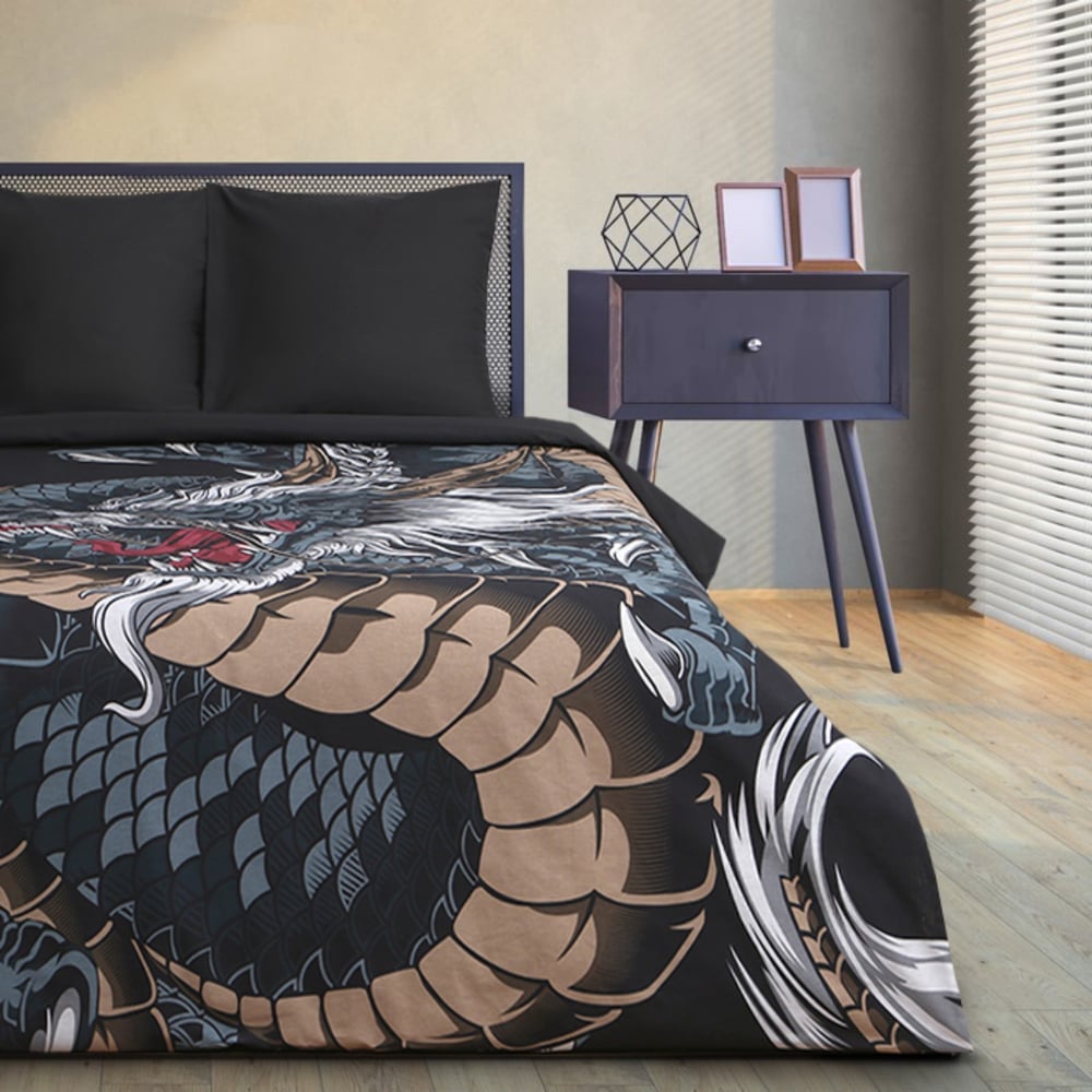 Изображение товара Комплект постельного белья Этель евро с принтом дракона