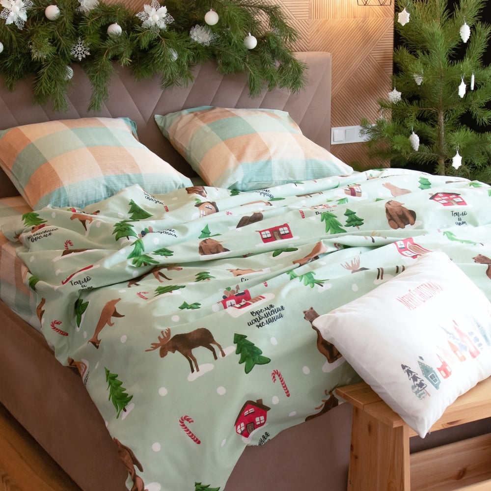Изображение товара Комплект постельного белья Этель Волшебное время 1.5 спальный новогодний бязь