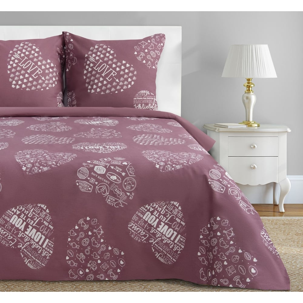 Изображение товара Комплект постельного белья Этель Te amo 1.5 спальный бязь сердце розовый 4 предмета