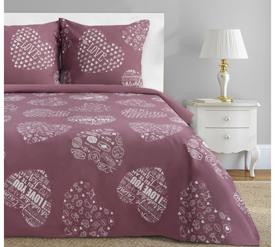 Изображение товара Комплект постельного белья Этель 1.5 спальный, Te amo (вид 2) 143*215 см, 150*214 см, 70*70 2 шт, бязь 3988384
