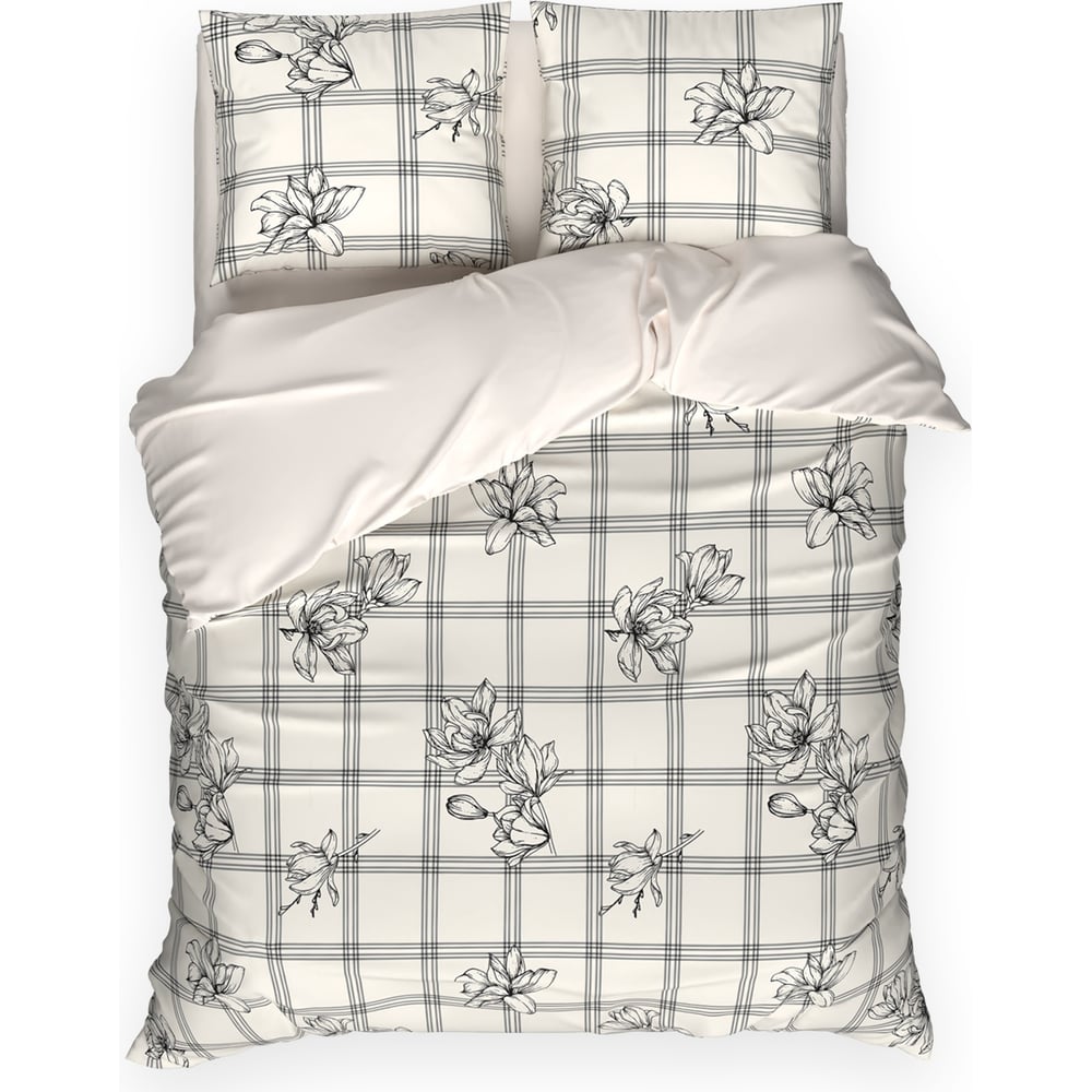 Изображение товара Комплект постельного белья Этель дуэт Ink flowers 220x240 см 70x70 см 2 шт бязь хлопок