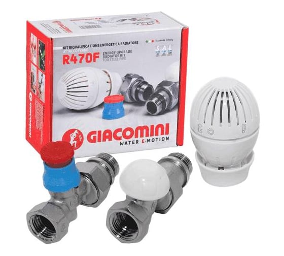 Изображение товара Комплект термостатический бок/п Giacomini Ду10, Ру10, прямой, R15TG+R470 двухтр R470FX012 022-0779