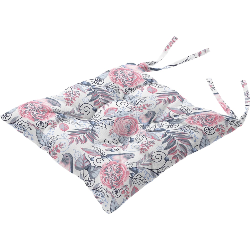 Изображение товара Подушка для стула Verossa с Тафтингом 40х40 см декор птички серые