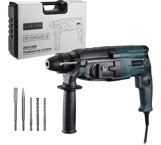 Изображение товара Перфоратор сетевой Zitrek ZKH1000 в кейсе, с набором из 5 буров, 1000 Вт 085-1302