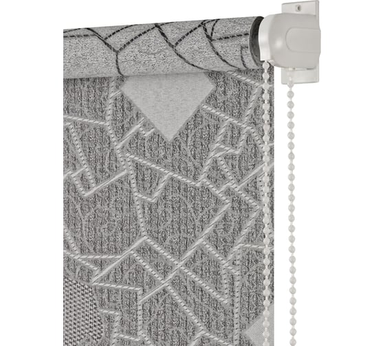 Изображение товара Рулонная штора ПраймДекор Геометрия миниролло, серебристо-серый, 37х170 см 42037125