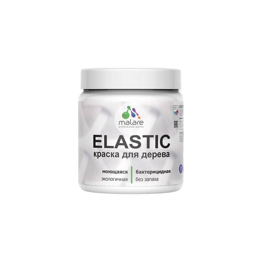 Изображение товара Резиновая краска по дереву MALARE Elastic акриловая полуглянцевая 0.5 кг