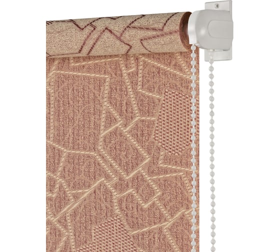 Изображение товара Рулонная штора ПраймДекор Геометрия миниролло, золотисто-брусничный, 115х170 см 42115124