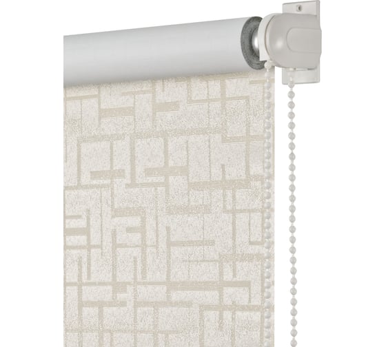 Изображение товара Рулонная штора ПраймДекор Blackout Лабиринт, дымчатый белый, 120х170 см 12120095