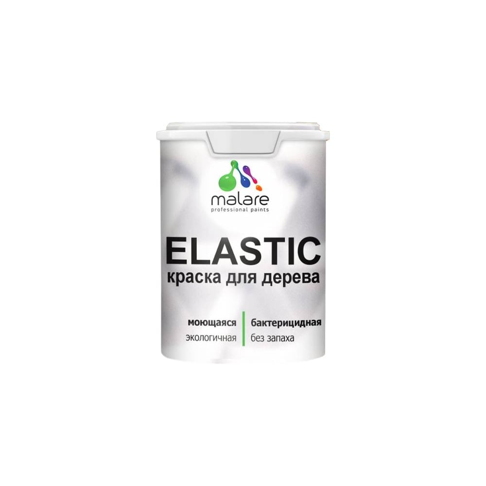 Изображение товара Резиновая краска по дереву MALARE Elastic акриловая для наружных и внутренних работ 1 кг