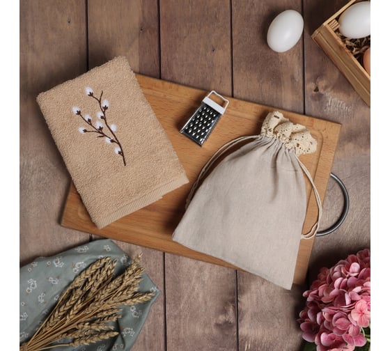 Изображение товара Набор подарочный Этель Willow, полотенце 30x60 см, терка 7,7*3,7 см 10825169