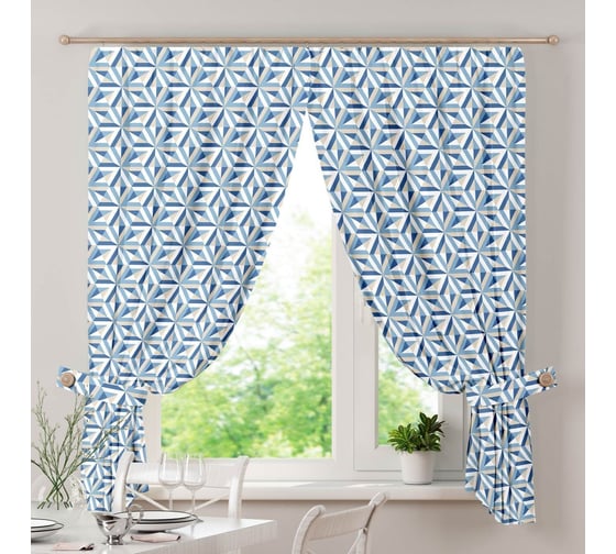 Изображение товара Комплект штор Verossa 144/180 Ромбы голубые 790912