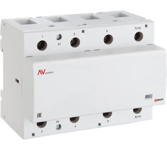 Изображение товара Контактор модульный EKF КМ 125А, 4NO, 230VAC, 6 модулей AVERES km-av-6-125-40-230V