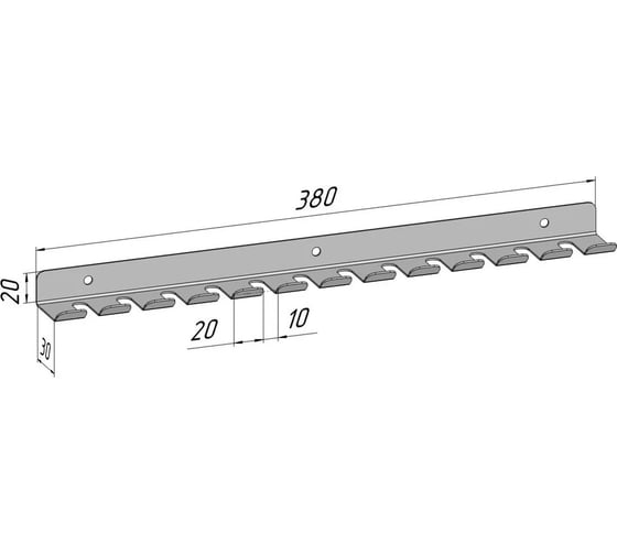 Изображение товара Крючки для отверток, инструментов одинарные металлические настенные Parallax 380 мм черные, 1 шт 528BX0300200380-KRK