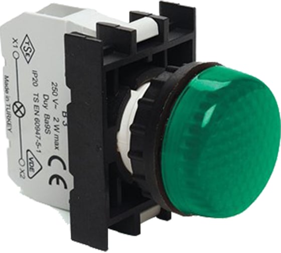 Изображение товара Сигнальная арматура Emas зелёная со светодиодом 12-30 В переменного и постоянного тока, серии H, 30мм H090XY