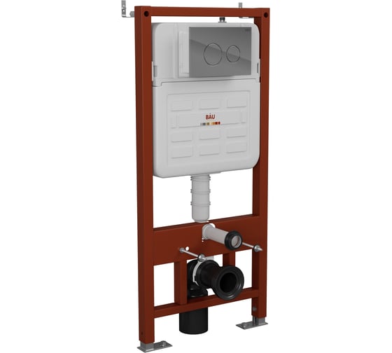 Изображение товара Инсталляция усиленная Bauedge BAU IDEAL, клавиша BAU Wheel антивандальная, нержавеющая сталь хром E458103-E00117