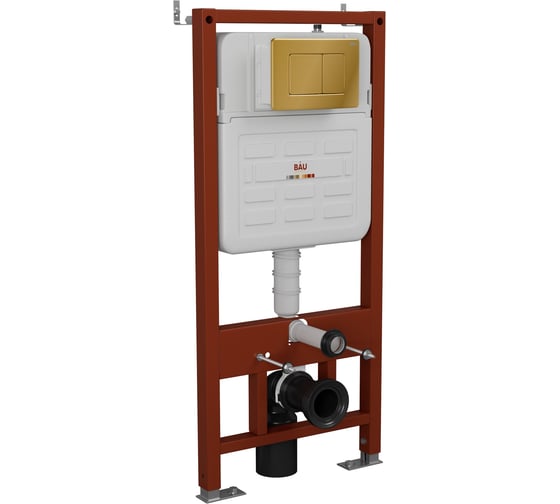 Изображение товара Инсталляция усиленная Bauedge BAU IDEAL, клавиша BAU Light антивандальная, нержавеющая сталь золото E458103-E00108