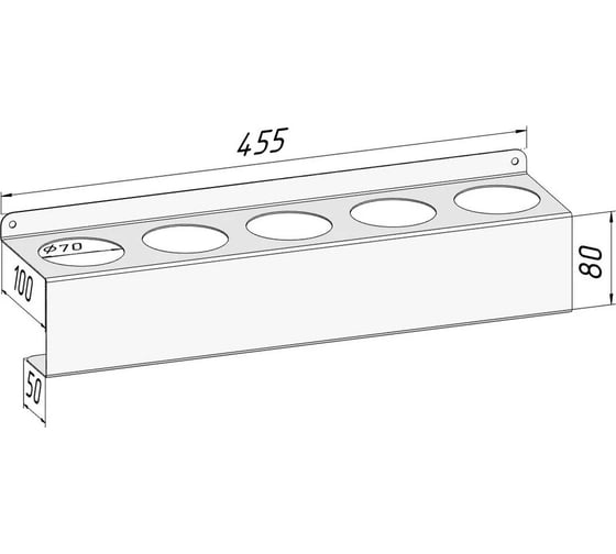 Изображение товара Полка-держатель для баллончиков настенная металлическая Parallax Параллакс, лофт, из листовой стали, для гаража и мастерской, 455 мм, белая 522WN100080455-BAL