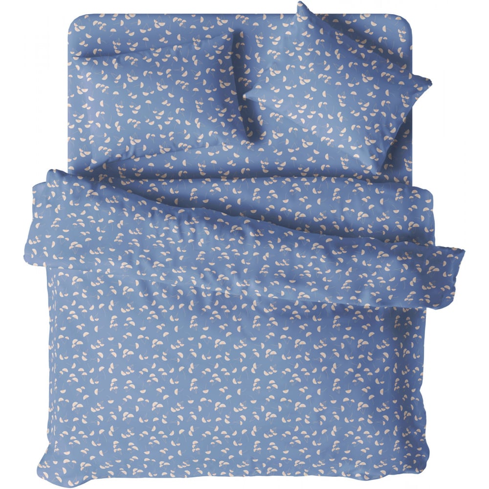 Изображение товара Комплект постельного белья Евро из хлопка с принтом растения Blow-Blue