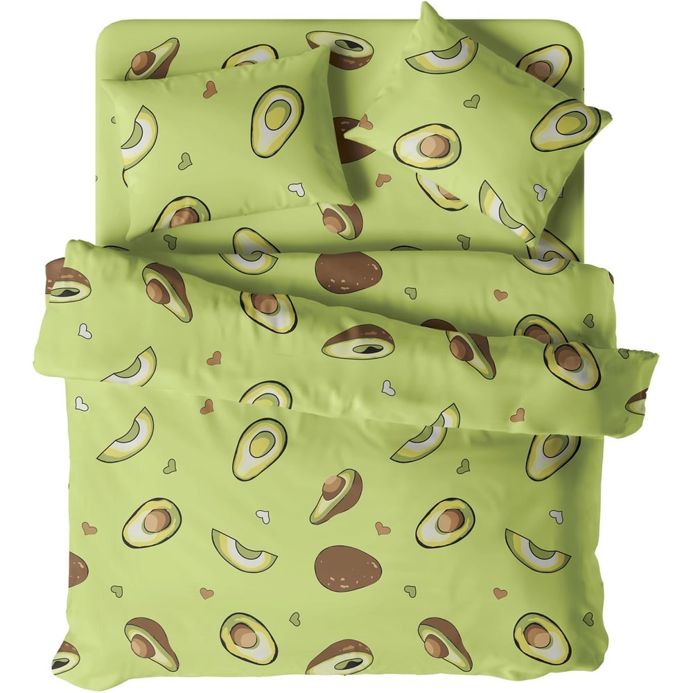 Изображение товара Комплект постельного белья Волшебная Ночь Семейный Ранфорс 110 г/кв.м Авокадо с наволочками 70х70 см 790542