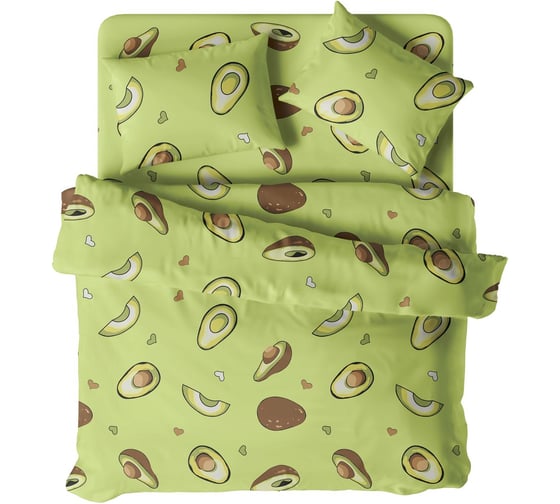 Изображение товара Комплект постельного белья Волшебная Ночь Евро Ранфорс 110 г/кв.м Авокадо с наволочками 70х70 см 790529
