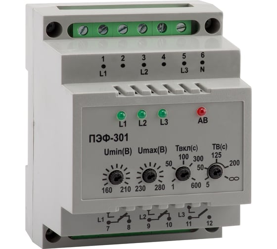 Изображение товара Реле выбора фаз КЭАЗ OptiDin ПЭФ-301-УХЛ3.1 114066