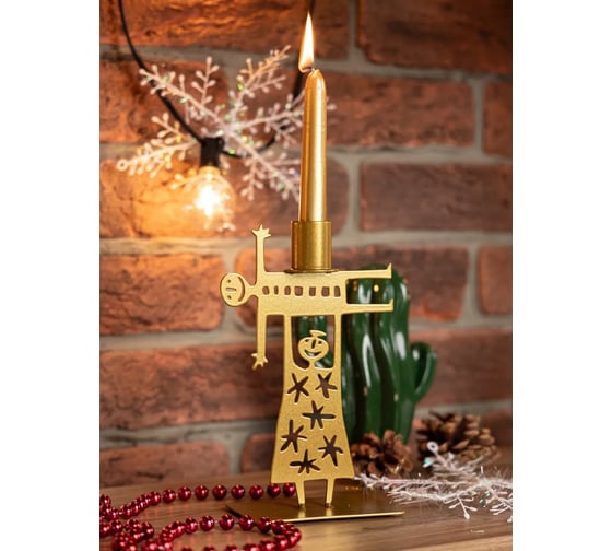 Изображение товара Металлический подсвечник WHEHOME HAPPY, цвет золото, WHdb20240036