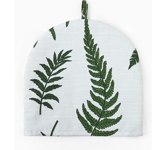 Изображение товара Грелка на чайник Этель Папоротник 28x28 см, репс 220 г/м2, 100% хлопок 10783218