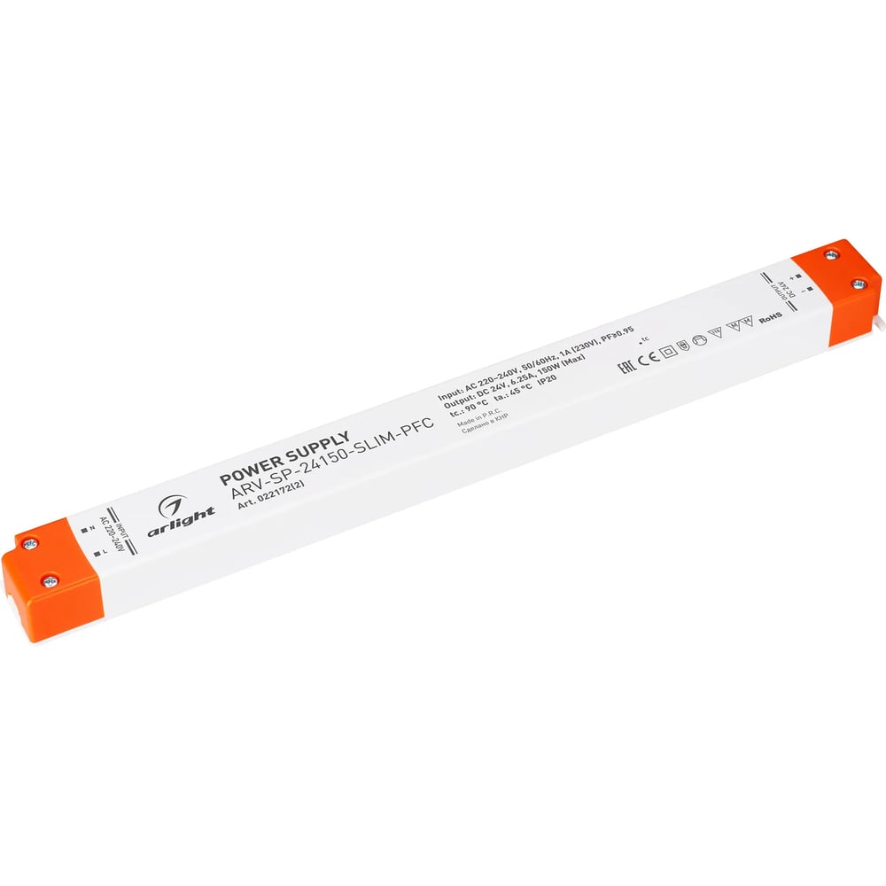 Изображение товара Блок питания для светодиодных светильников Arlight ARV-SP-24150-SLIM-PFC 150Вт